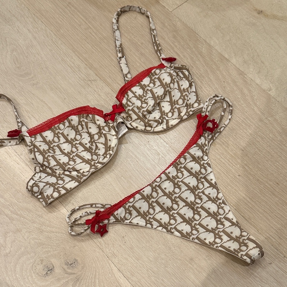 Christian Dior hardcore vintage Lingerie set 32b small thong Rare!